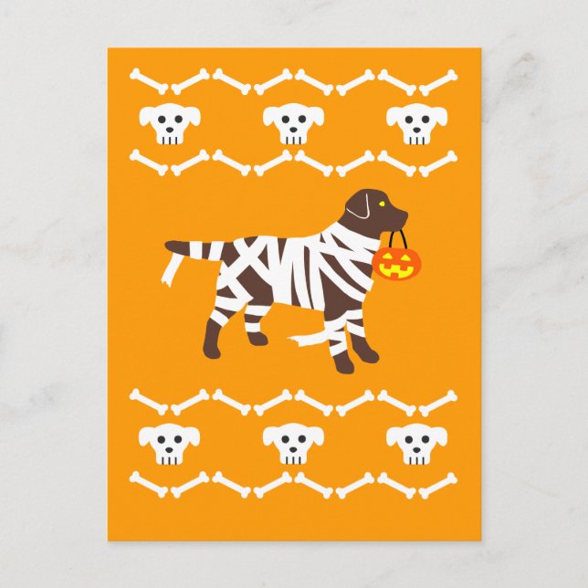 Halloween Chocolate Labrador Mummy Postcard Postkarte (Vorderseite)