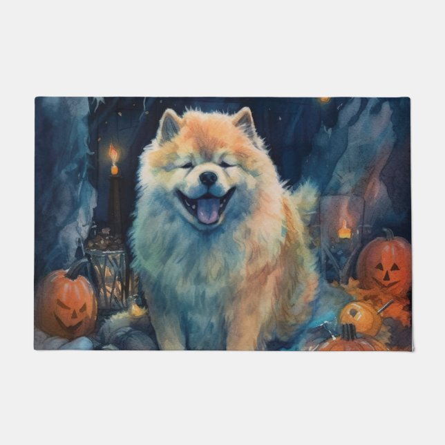 Halloween Chow Chow mit Pumpkins Beängstigend Fußmatte (Vorderseite)