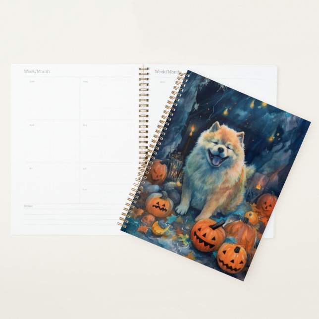 Halloween Chow Chow mit Pumpkins Beängstigend Planer (Anzeige)