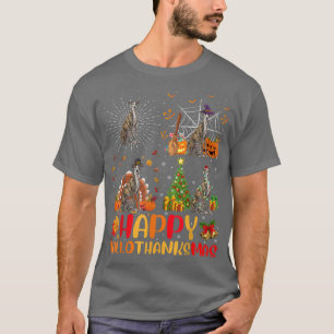Halloween Christmas Funny Greyhound Dog Hallothank T-Shirt