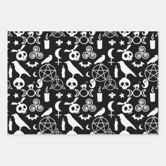 Halloween Christmas Witchy Occult Gothic Pattern Geschenkpapier Set