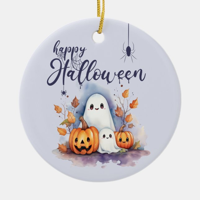 Halloween Citrouille Ghost - Photo Ornement en cér (Devant)