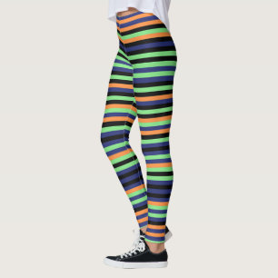 Halloween Citrouille Orange noir Leggings rayés