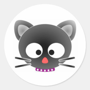 Halloween Classic Round Sticker/Cat Face Runder Aufkleber
