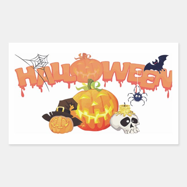 Halloween Classic Round Sticker/Happy Halloween Rechteckiger Aufkleber (Vorderseite)