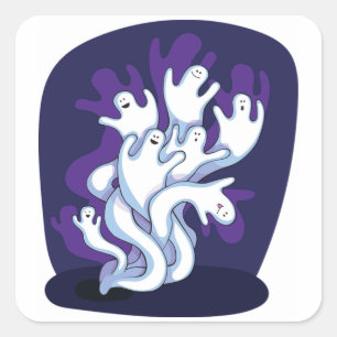 Halloween Classic Round Sticker/Niedlich Ghost Quadratischer Aufkleber