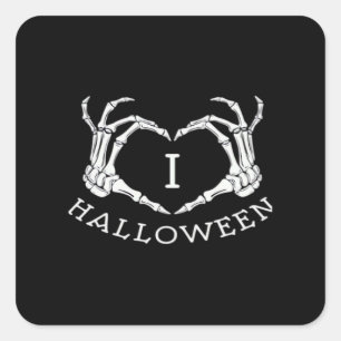 Halloween! Classic - Skelettfächer Herz Quadratischer Aufkleber