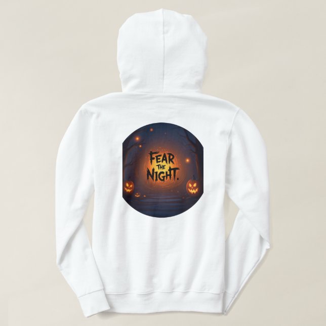 Halloween Clown sitzend auf Jack im Spooky Forest Hoodie (Design Rückseite)