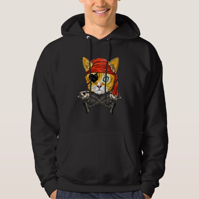 Halloween Co., Flag der niedlichen Piratenkatze Pi Hoodie (Vorderseite)