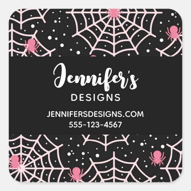 Halloween Cobnets & Spiders Pattern Business Quadratischer Aufkleber (Vorderseite)