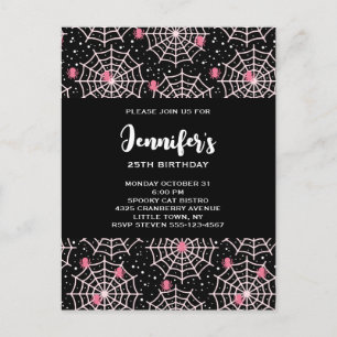 Halloween Cobnets & Spiders Pattern Einladungspostkarte