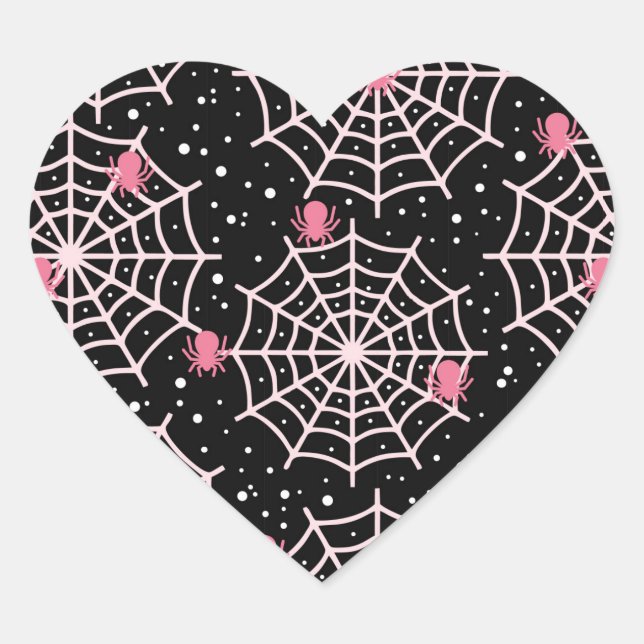 Halloween Cobnets & Spiders Pattern Herz-Aufkleber (Vorderseite)