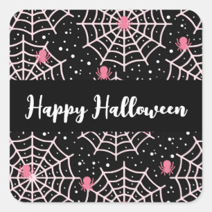 Halloween Cobnets & Spiders Pattern Quadratischer Aufkleber