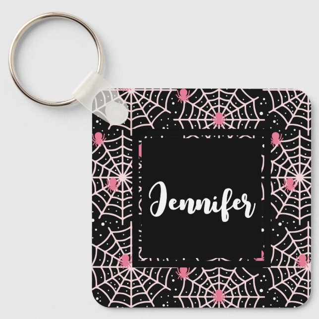 Halloween Cobnets & Spiders Pattern Schlüsselanhänger (Vorderseite)