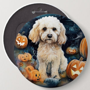 Halloween Cockapoo mit Pumpkins Beängstigend Button