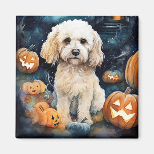 Halloween Cockapoo mit Pumpkins Beängstigend Magnet