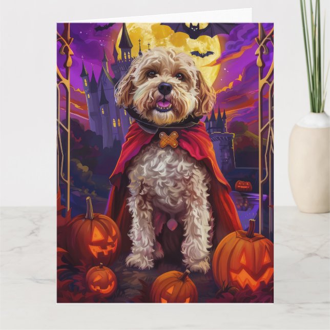 Halloween Cockapoo Vampire Pumpkins Beängstigend Karte (Vorderseite)