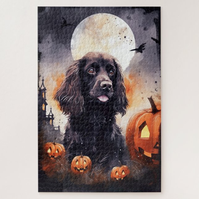 Halloween Cocker Spaniel mit Pumpkins (Vertikal)