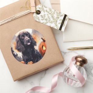 Halloween Cocker Spaniel mit Pumpkins Runder Aufkleber