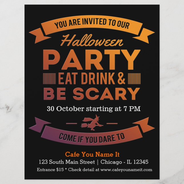 Halloween-Cocktail (die Hintergrundfarbe kann sich Flyer (Vorne)