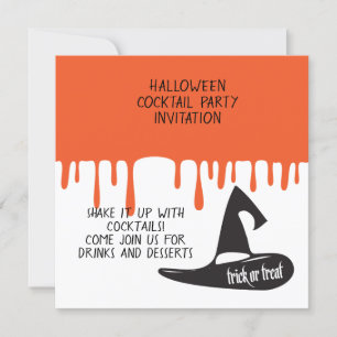 Halloween Cocktail Night Party Modern Black Hat Einladung