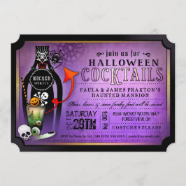 Halloween Cocktail Party Drinks Lila Einladung