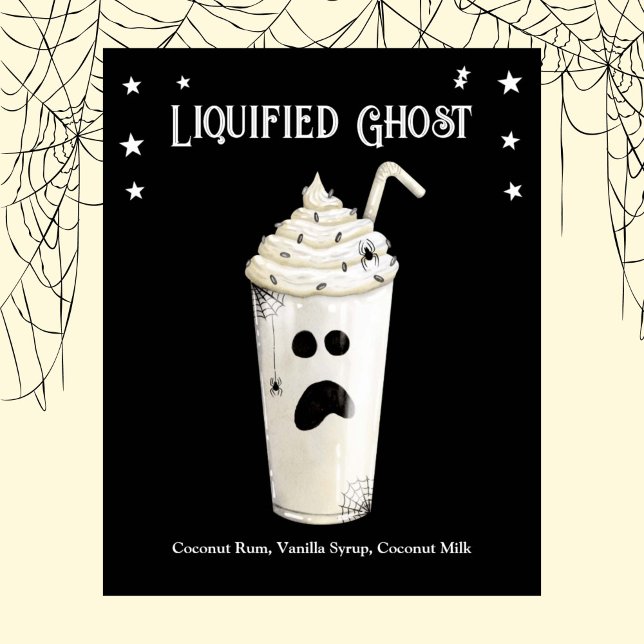 Halloween Cocktail Party Flüssig Ghost Rezept Poster (Halloween Cocktail Party Liquified Ghost Recipe Poster)
