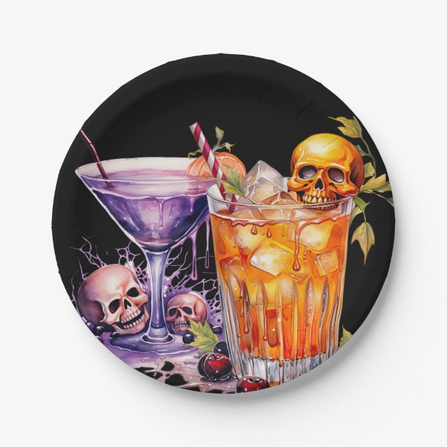 Halloween Cocktail Party Pappteller (Vorderseite)