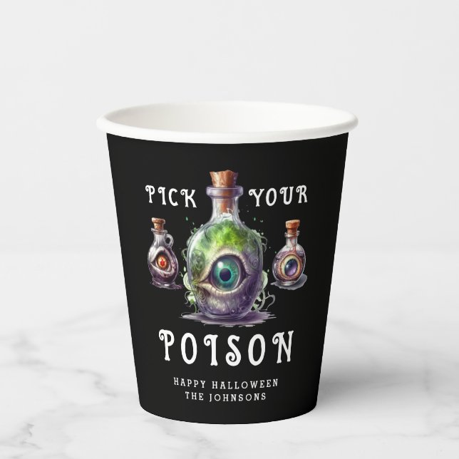 Halloween Cocktail Party Pick Your Poison Pappbecher (Vorderseite)