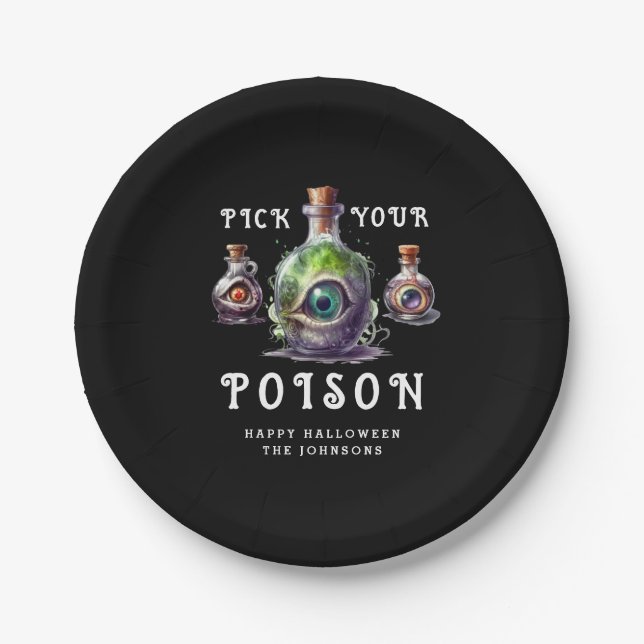 Halloween Cocktail Party Pick Your Poison Pappteller (Vorderseite)