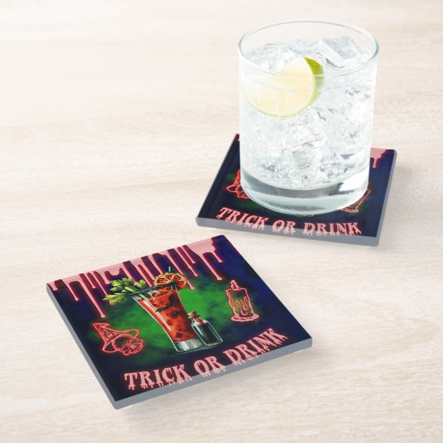 Halloween Cocktail Untersetzer Spooky "Trick or Dr (Schrägansicht)