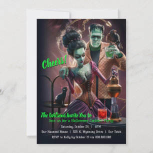 Halloween-Cocktailparty, Frankenstein & Braut Einladung