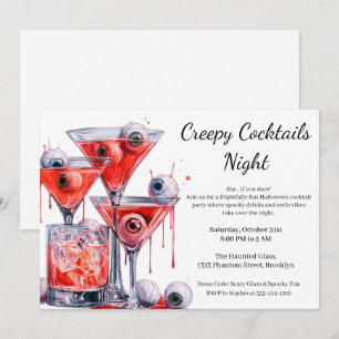 Halloween-Cocktailparty Gruseliger Augapfel-Drin Einladung