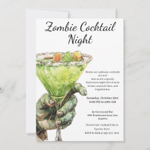 Halloween-Cocktailparty   Zombie-Hand mit Getränk Einladung