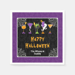 Halloween Cocktails and Costumes Party Purple Serviette