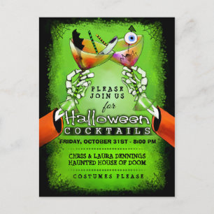 Halloween Cocktails Éffrayants Carte postale Invit
