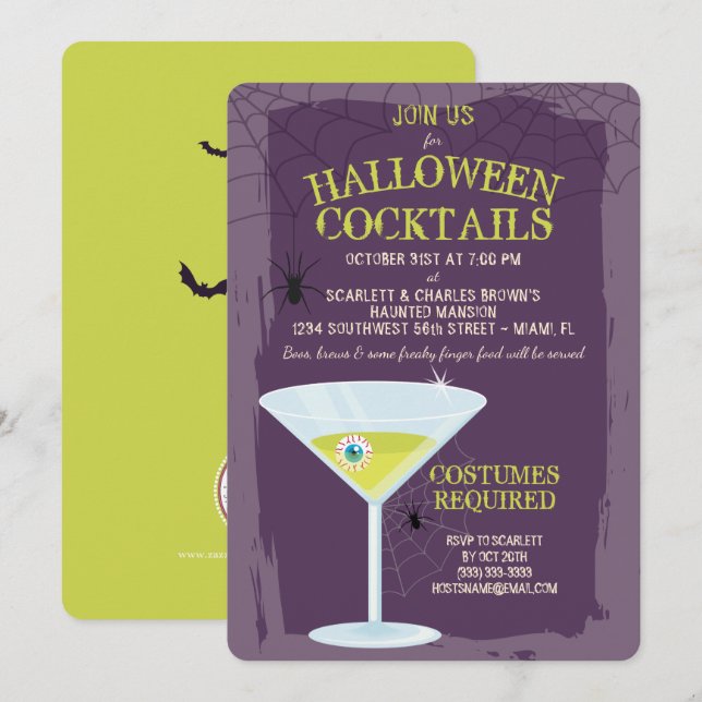 Halloween Cocktails Einladung (Vorne/Hinten)