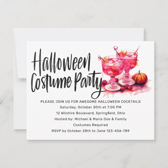 Halloween Cocktails & Party Einladung (Vorderseite)