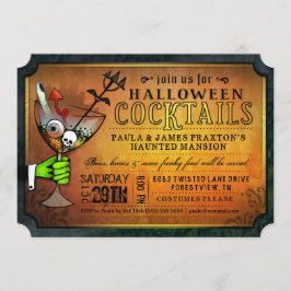 Halloween Cocktails Party Orange & Black Invite Einladung