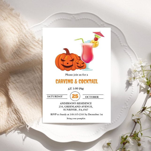 Halloween Cocktails und Carving Adult Party Einladung (Von Creator hochgeladen)