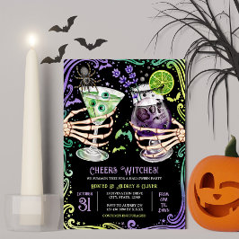Halloween Cocktails und Kostüme Hexen Einladung