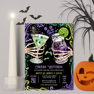 Halloween Cocktails und Kostüme Hexen Einladung