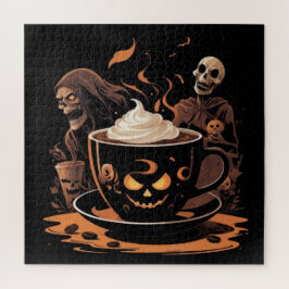 Halloween Coffee Art – Spooky Latte with Skeletons
