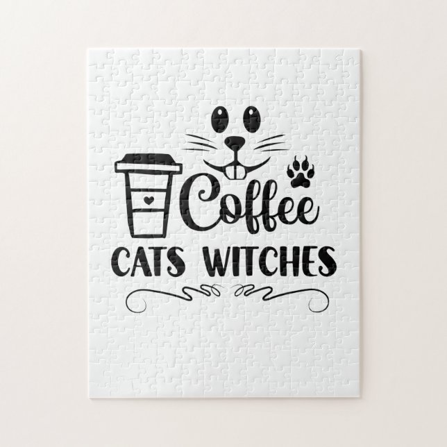 Halloween Coffee Cats Hexen Geburtstag (Vertikal)