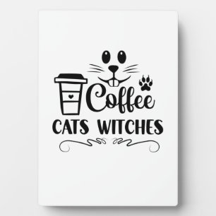 Halloween Coffee Cats Hexen Geburtstag Fotoplatte