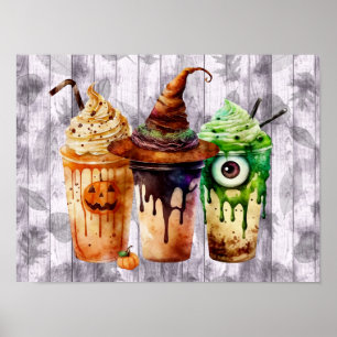Halloween Coffee Drink Aquarelltrio Poster