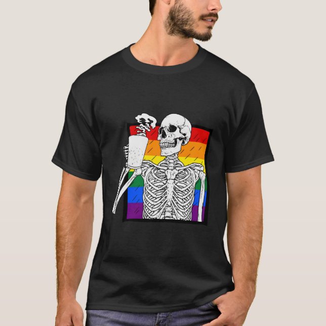 Halloween Coffee Drink Skeleton Skull-Kaffee Lo T-Shirt (Vorderseite)