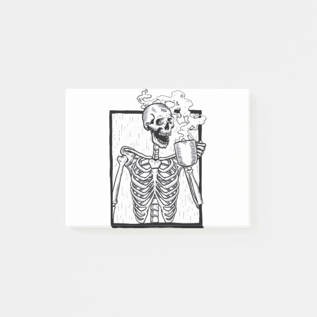 halloween coffee drink skelett post-it klebezettel (Vorderseite)