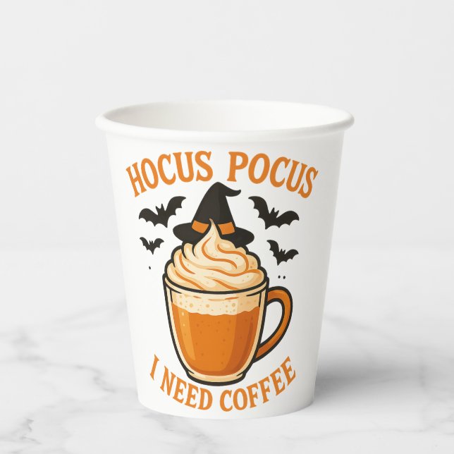 Halloween Coffee Illustration Pappbecher (Vorderseite)