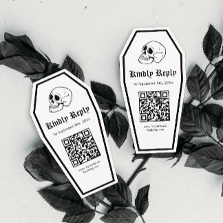 Halloween Coffin Wedding RSVP Qr Code DIY Begleitkarte